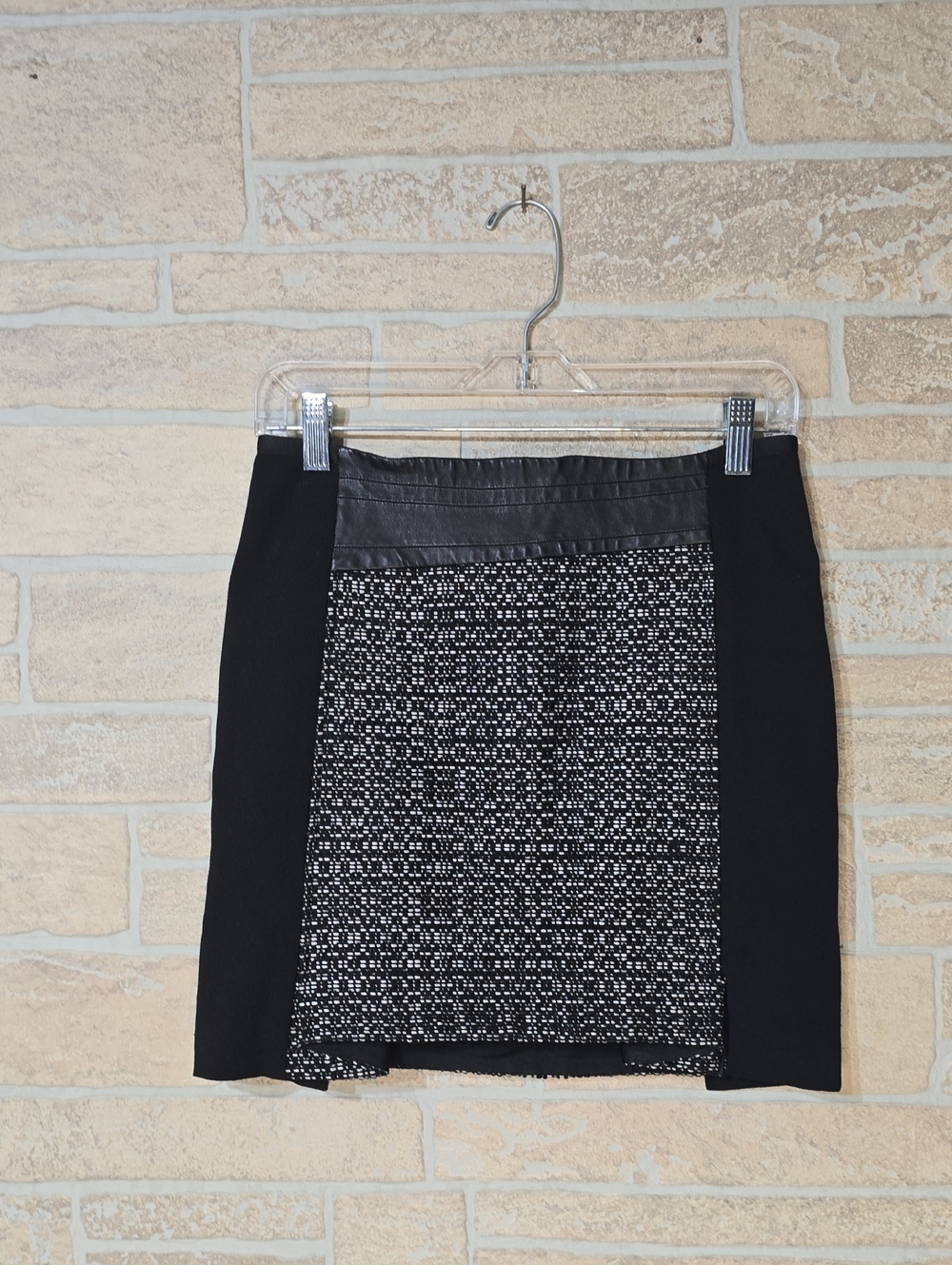 The Kooples Leather Tweed Black And White Skirt Mini Size FR 36 / US 4